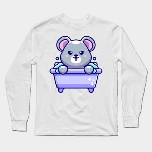 Cute mouse in a bathtub cartoon character Long Sleeve T-Shirt